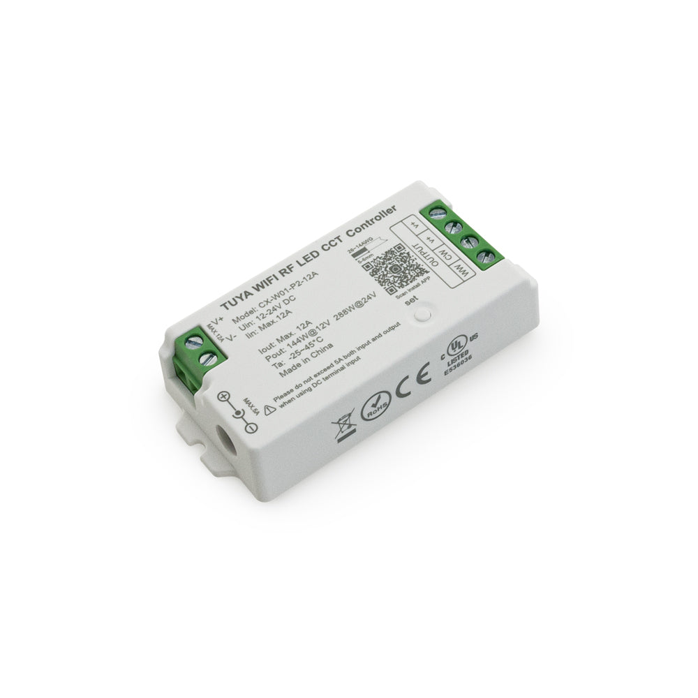 CX-W01-P2-12A-CCT RF LED Light Dim & CCT Receiver 12-24V DC 2.4G Tuya App, gekpower.ca