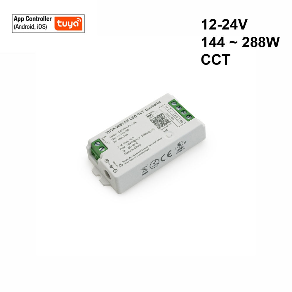 CX-W01-P2-12A-CCT RF LED Light Dim & CCT Receiver 12-24V DC 2.4G Tuya App, gekpower.ca