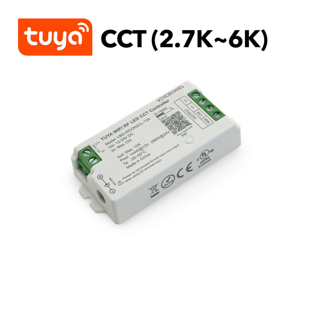 VBD-WCON2CL-12A-CCT RF LED Light Dim & CCT Receiver 12-24V DC 2.4G Tuya App