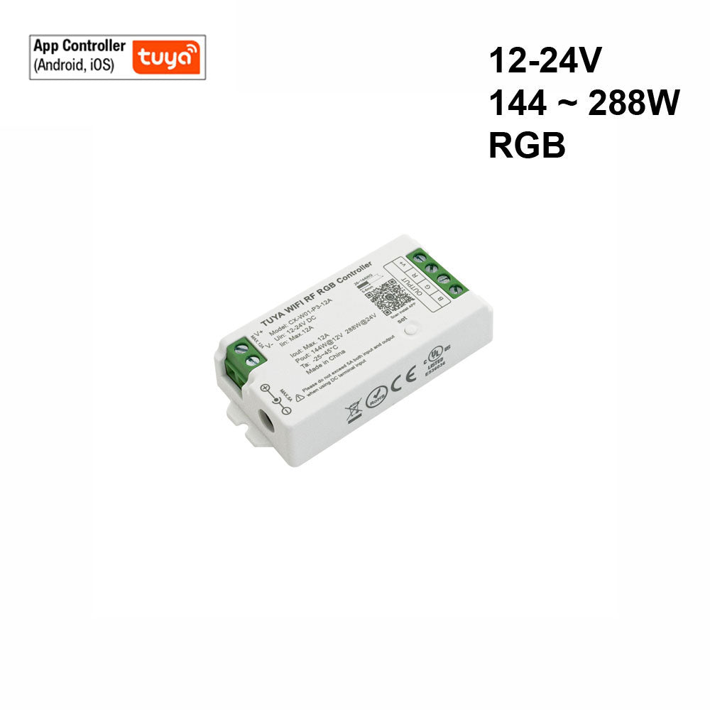 CX-W01-P3-12A-RGB RF LED Light RGB Receiver 12-24V DC 2.4G Tuya App, gekpower.ca