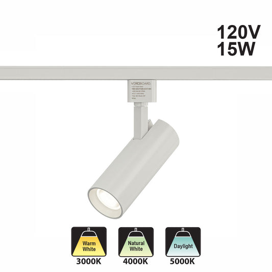 White LED Track Light Head VBD-GD21F20B-3CCT-WH, 120V 15W 3CCT(3K, 4K, 5K)