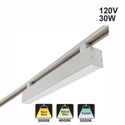 White LED Track Light Head VBD-LW-TRL30W-WH, 120V 30W 3CCT(3K, 4K, 5K)