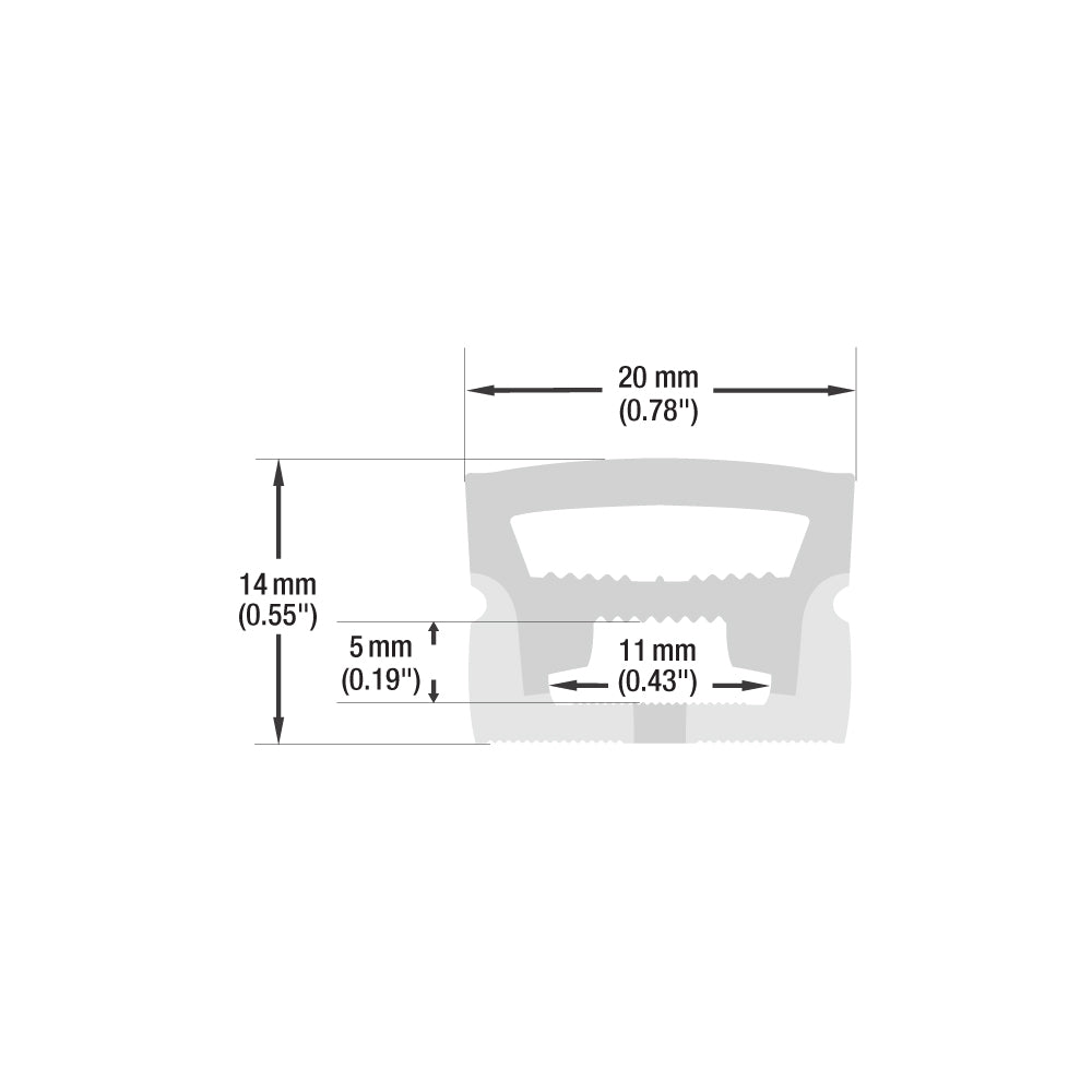 White Silicone Flexible LED Neon channel VBD-N2014-SF-W, per foot(30.5cm) SURFACE Mount