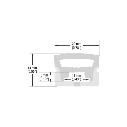 White Silicone Flexible LED Neon channel VBD-N2014-SF-W, per foot(30.5cm) SURFACE Mount
