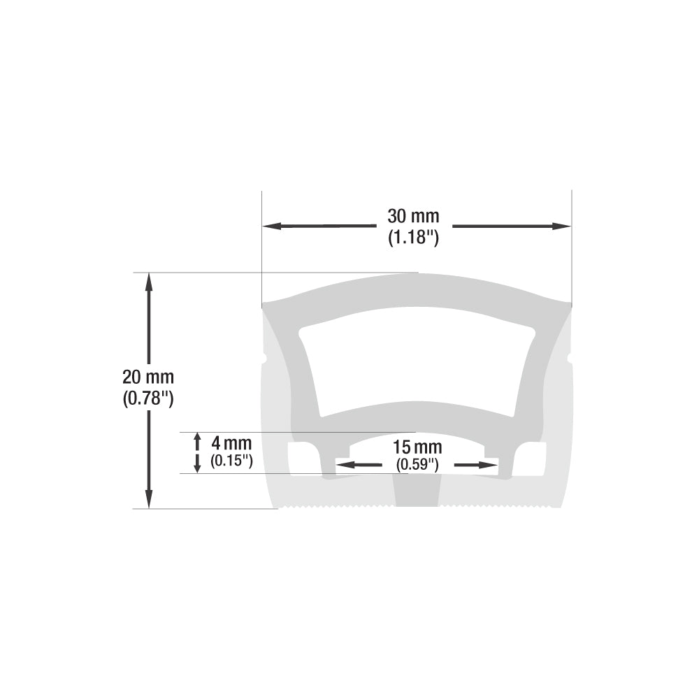 White Silicone Flexible LED Neon channel VBD-N3020-SF-W, per foot(30.5cm) SURFACE Mount