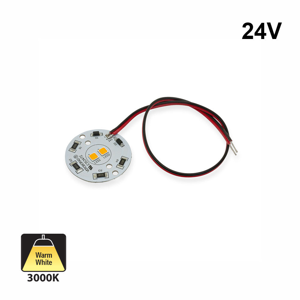 24V Flat Round PCB 2 SMD Dimmable Constant Voltage LED Module 5W 3000K(Warm White)
