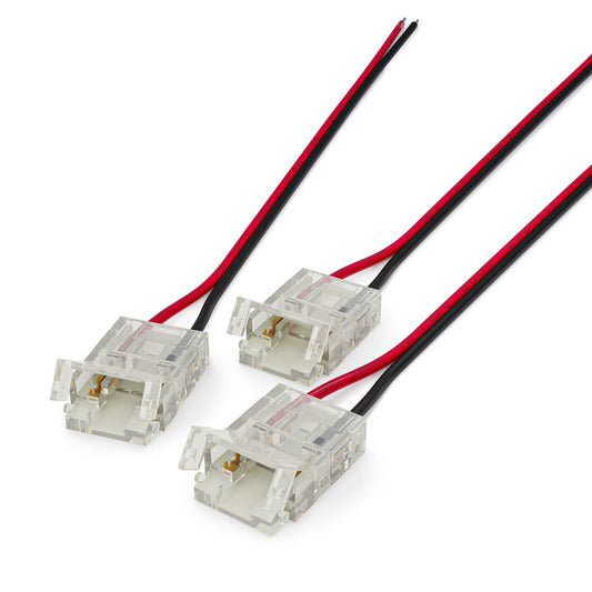 10mm LED Strip to Wire Connectors, VBD-CLP-10mm-1S1W (Pack of 3)