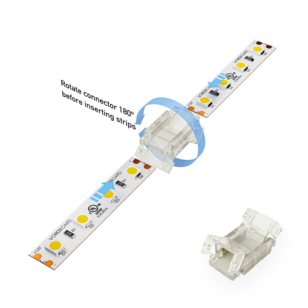 8mm LED Strip to Strip Connectors, VBD-CLP-8mm-2S (Pack of 3)