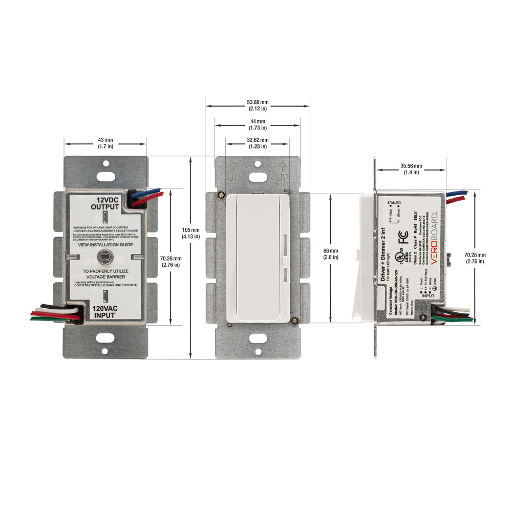 666561436681 - Dimmer+Driver 2in1 60W 12V class2. Single pole/ 3Way