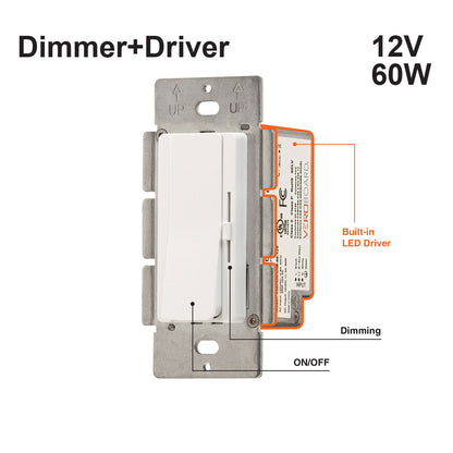 666561436681 - Dimmer+Driver 2in1 60W 12V class2. Single pole/ 3Way