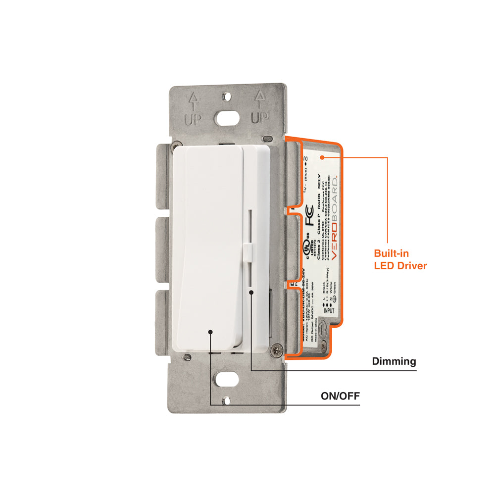 666561436698 - Dimmer+Driver 2in1 96W 24V class2. Single pole/ 3Way
