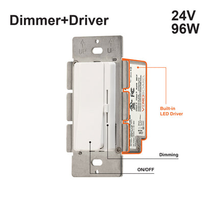 666561436698 - Dimmer+Driver 2in1 96W 24V class2. Single pole/ 3Way