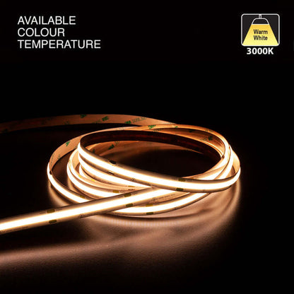 20M(65.6ft) Indoor LED Strip COB, 24V 2.5(w/ft) 177(Lm/ft) 480(LEDs/m) CCT(3K)