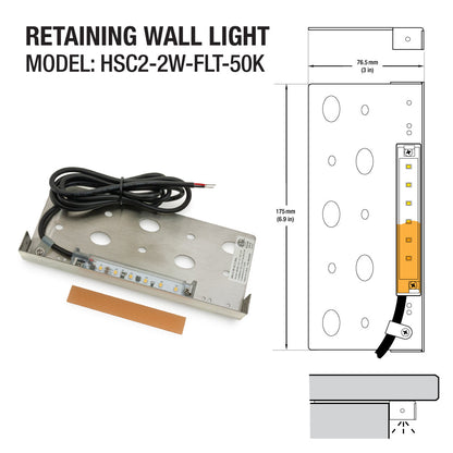 7 inch Outdoor Landscape Retaining Wall Light - 12V 2W 5000K(Daylight)