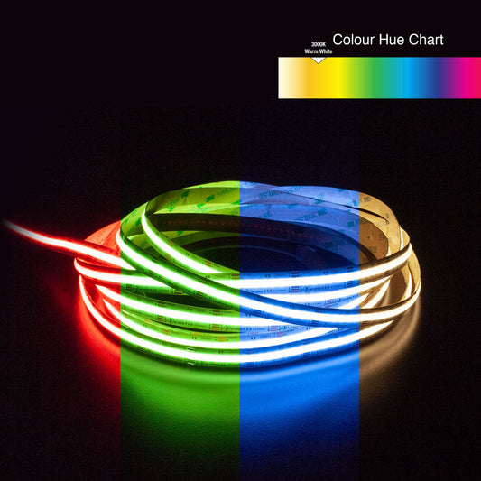 5M(16.4ft) Indoor LED Strip Light COB, 24V 6.6(w/ft) 896(LEDs/m) RGBW(3000K) Gold PCB