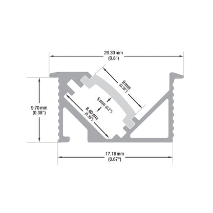 45-degree Linear Architectural Light Fixture Profile 2Meters (6.5ft) VBD-CH-K1-2