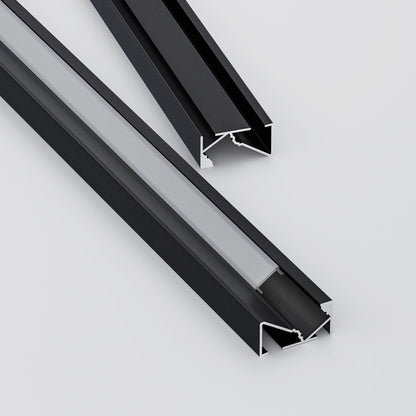 45-degree Black Linear Architectural Light Fixture Profile, 2Meters (6.5ft) VBD-CH-K2B-2