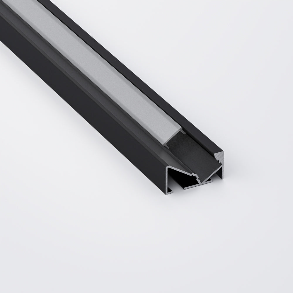 45-degree Black Linear Architectural Light Fixture Profile, 2Meters (6.5ft) VBD-CH-K2B-2