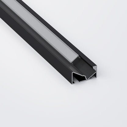 45-degree Black Linear Architectural Light Fixture Profile, 2Meters (6.5ft) VBD-CH-K2B-2