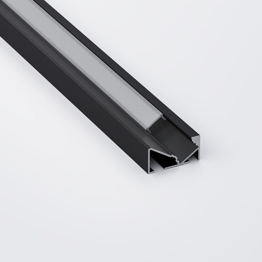 45-degree Black Linear Architectural Light Fixture Profile, 2Meters (6.5ft) VBD-CH-K2B-2