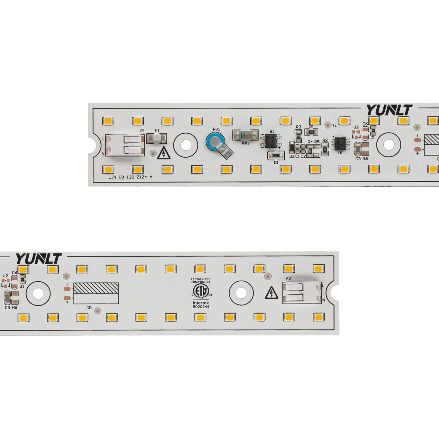 9 inch ZEGA LED module, white LED strip with multiple diodes and circuit components, model LIN 09-010W-935-120-S3-Z1A.