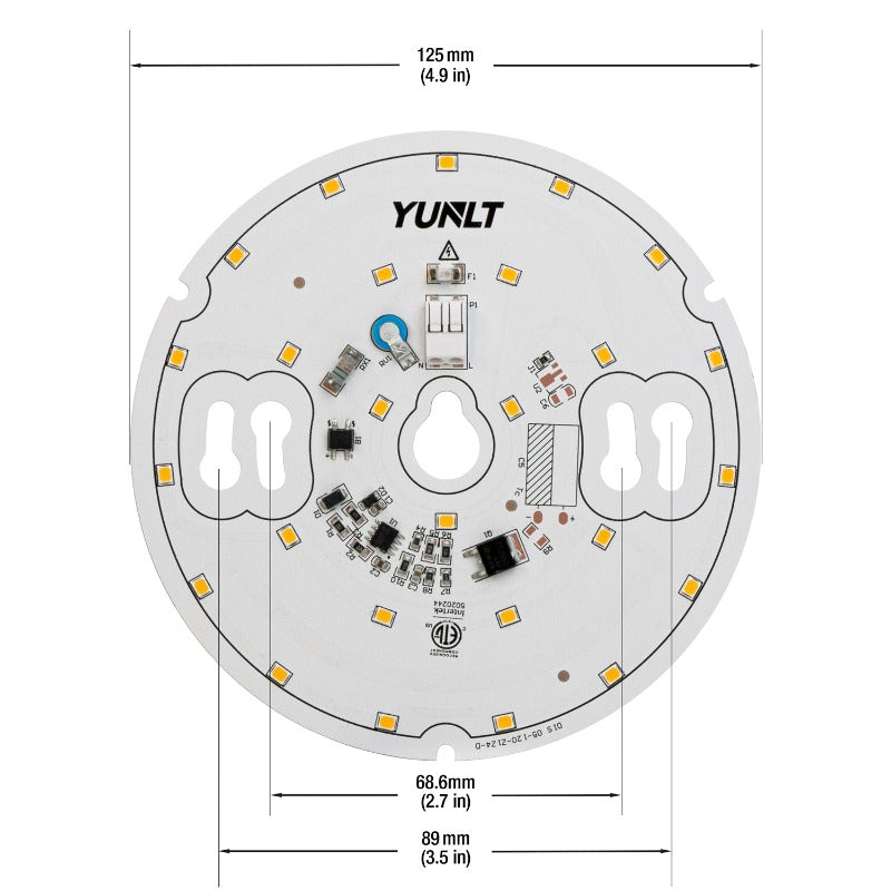 5 inch round ZEGA LED module dimensions and design for lighting applications.
