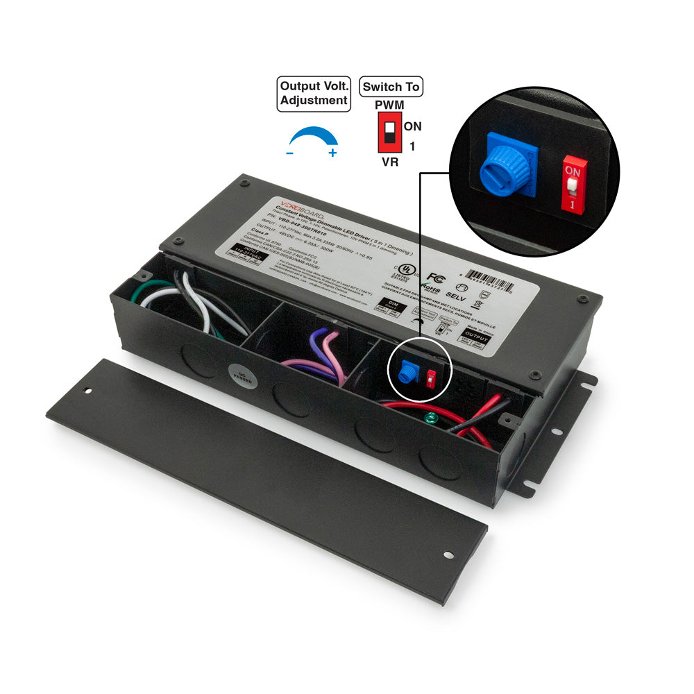 5in1 Dimming LED Driver 48V 300W Triac/Phase/MLV/ELV/0-10V/Potentiometer/10V PWM, LED Driver 