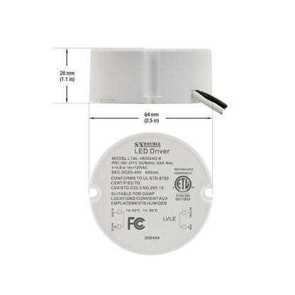 Constant Current Dimmable LED Driver 600mA 25-40V 25W max, L1AL-060024D-B