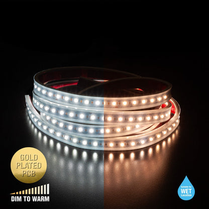 Custom cut Outdoor Hybrid Adjustable Color Temperature LED Strip - 24V 5(w/ft) 1126(Lm/ft)
