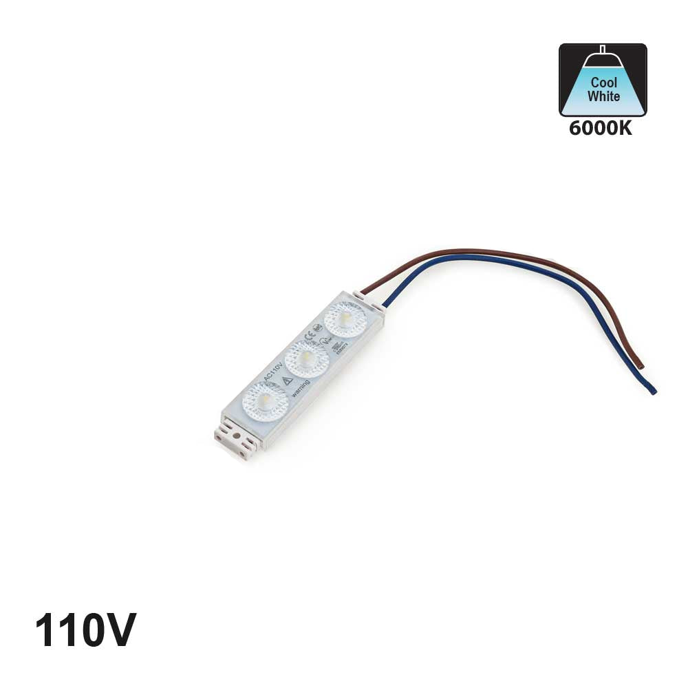 Outdoor Single LED Module, 110V 1.5W 3 LEDs, 6000K(Cool White)