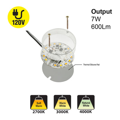 2 inch Round Disc ZEGA LED Module 120V 7W CCT(2.7K, 3K, 4K), DIS 02-007W-930-120-S1-Z1A