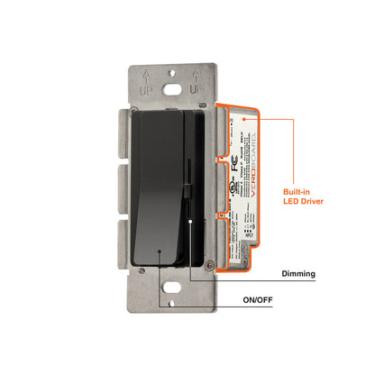Black Single Gang Dimmer+Driver 2in1 96W 24V class2. Single pole/ 3Way