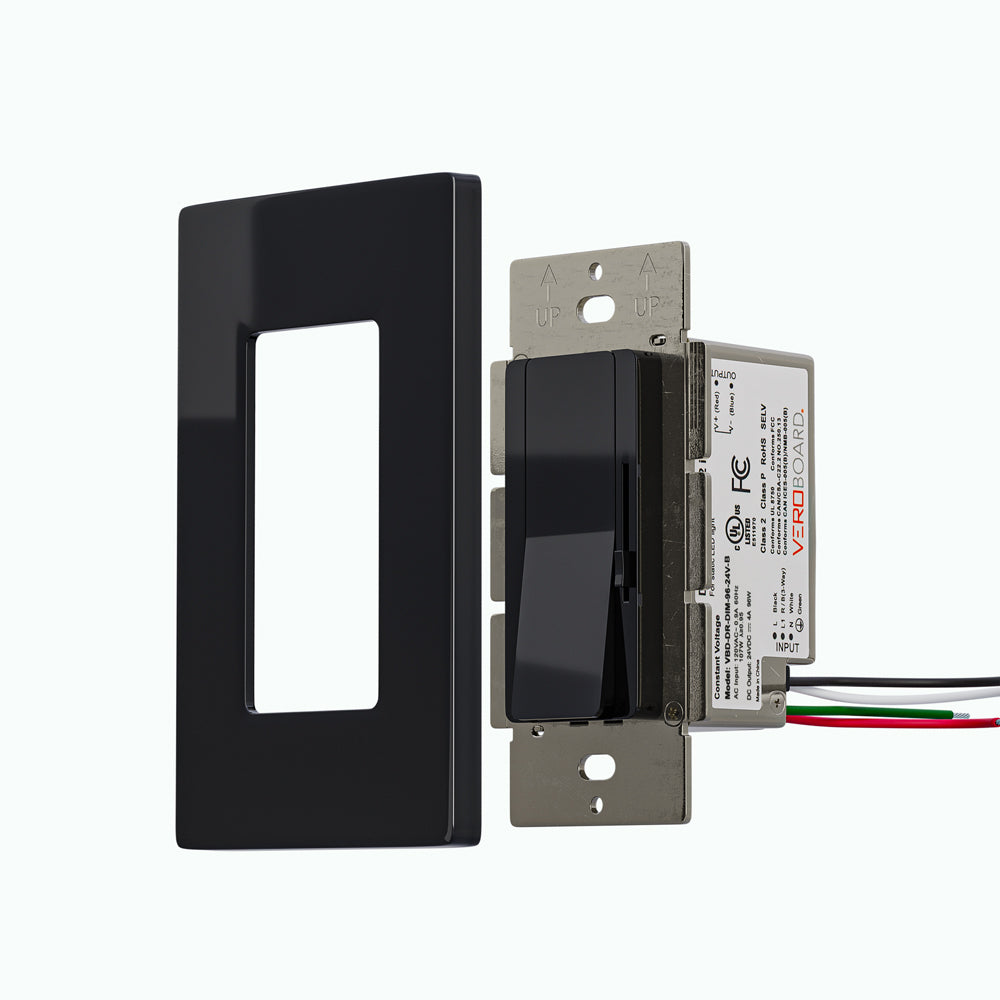 Black Single Gang Dimmer+Driver 2in1 96W 24V class2. Single pole/ 3Way