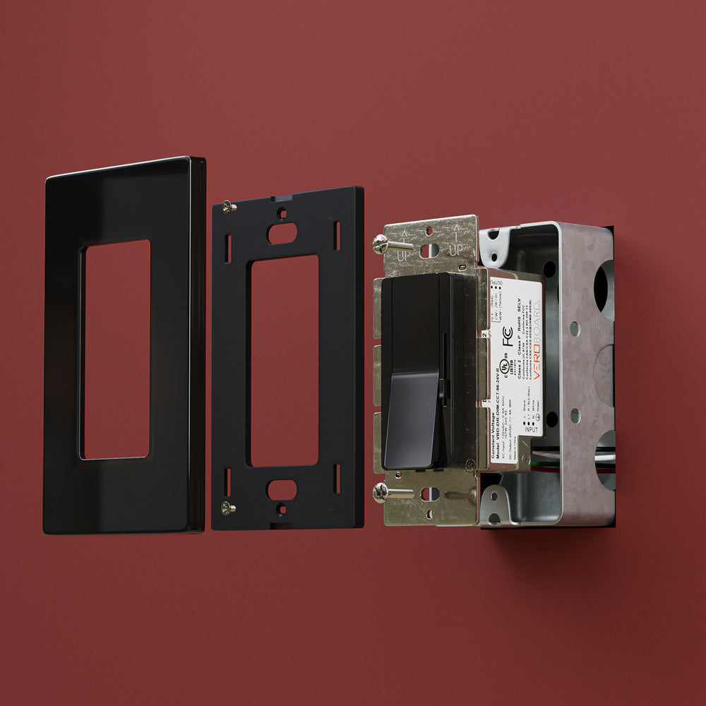 Black Single Gang Dimmer+Driver 2in1 96W 24V class2. Single pole/ 3Way