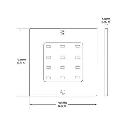 Square Ultrathin Cabinet Puck Light Surface Mount 12V 5W Black VBUN-S50-12V Dimensions