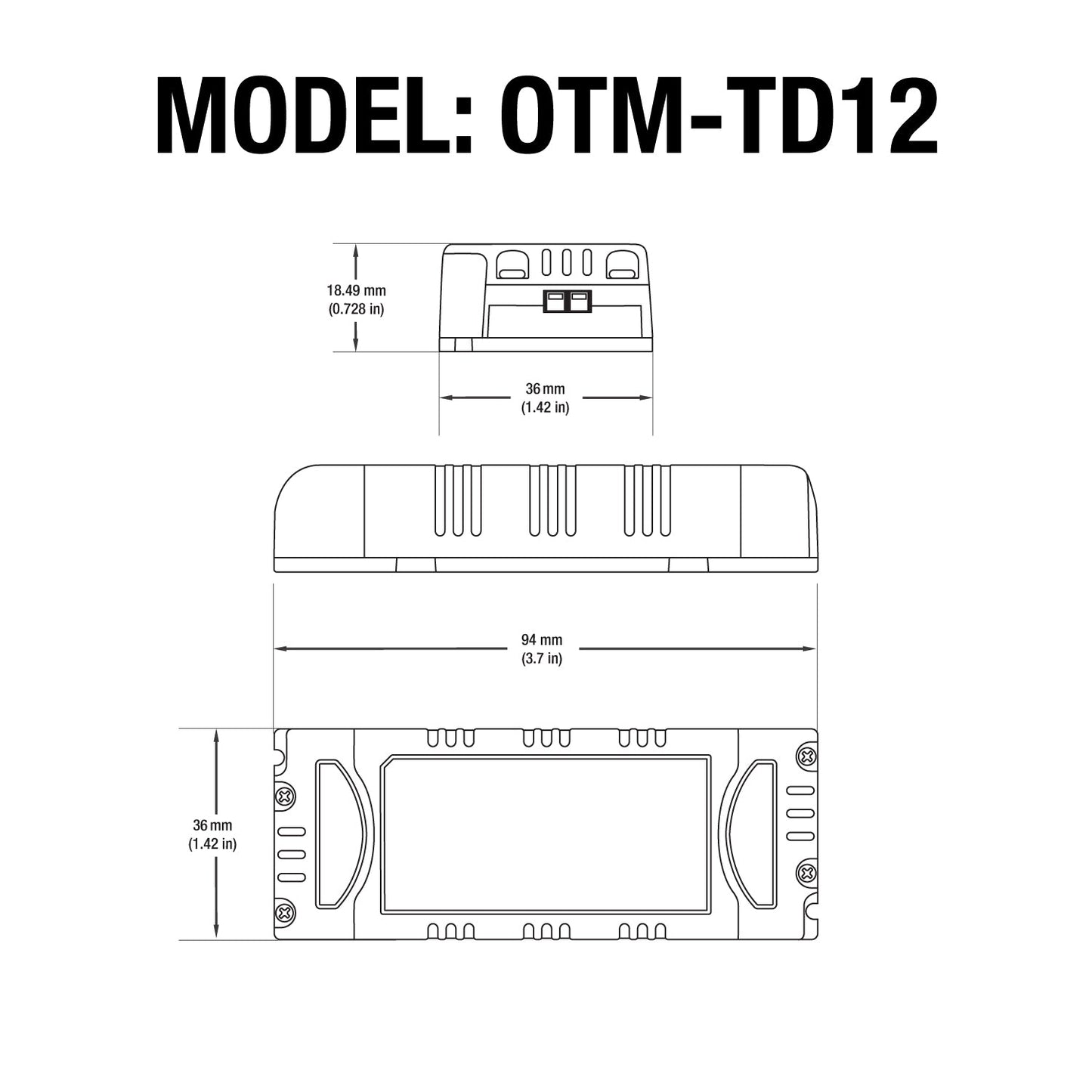 Constant Current LED Driver 350mA 24-36V 12W OTM-TD12