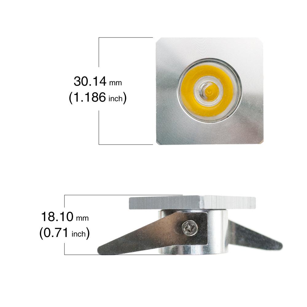 1 inch Small Square-Flat LED Recessed Pathway Lighting, 12V 1W 3000K(Warm White), gekpower