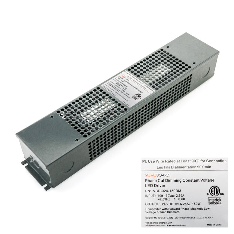 VBD-024-150DM Triac Dimmable Constant Voltage LED Driver, 24V 6.25A 150W, gekpower